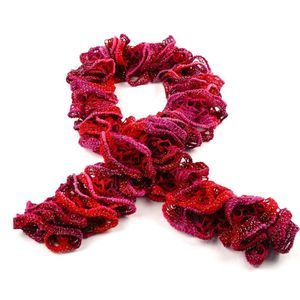 Sashay Soft Ruffle Scarf Hand Crochet Burgendy and Red Wine